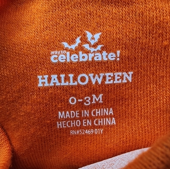 Way To Celebrate! Halloween Pumpkin Jackolantern w/ Glasses Outfit 0-3M Infant - Picture 3 of 5